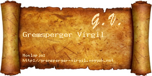 Gremsperger Virgil névjegykártya